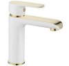 REA - REA - Bateria umywalkowa BLOOM White-Gold/Biało-Złota niska